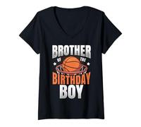 Donna Brother of The Birthday Boy Matching Basket Compleanno Maglietta con Collo a V