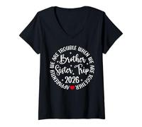 Donna Brother Sister Trip 2026 We're Trouble Together Vacation Maglietta con Collo a V