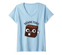 Donna Brownie Points Divertente Snack Pun Maglietta con Collo a V