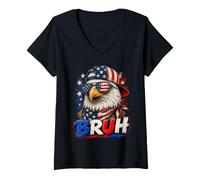 Donna Bruh 4th of July Funny Eagle American Patriotic Maglietta con Collo a V