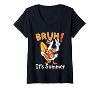 Donna Bruh It’s Summer Funny Silly Goose Beach Meme Maglietta con Collo a V
