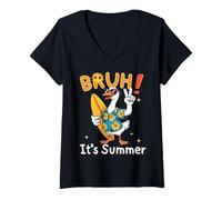 Donna Bruh It’s Summer | Funny Silly Goose Beach Meme Tee Maglietta con Collo a V