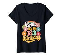 Donna Bruh It's My 18th Birthday Ufficiale Adulto 18 Anni Ragazze Maglietta con Collo a V