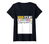 Donna Bruh It's My 5th Birthday Sign My 5 Years Old Birthday Maglietta con Collo a V