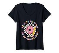 Donna Bruh It's STAAR Day Hai OTTIENO Questo Non Stress Donut Maglietta con Collo a V