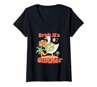 Donna Bruh It's Summer Duck Boombox Beach Vibes Maglietta con Collo a V