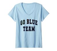 Donna Bruh Let's Go Blue Team Spirit Week War Game Day Campo Estivo Maglietta con Collo a V