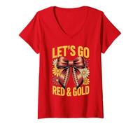 Donna Bruh Let's Go Red & Gold Field Day Competition Week Maglietta con Collo a V
