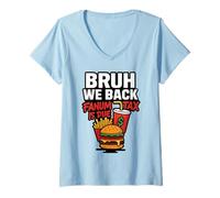Donna Bruh We Back Fanum Tax è dovuto Funny Back to School Gen Alpha Maglietta con Collo a V