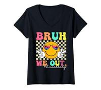 Donna Bruh We Out Lunch Ladies Ultimo giorno di scuola Out Lunch Lady Maglietta con Collo a V