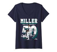 Donna Bryce Miller | Giocatore di Baseball MLB di Seattle | MLBBMI201M Maglietta con Collo a V