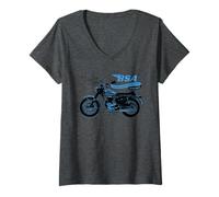 Donna BSA A65 Moto Primo in Prestazioni & Affidabilità Retro Maglietta con Collo a V