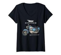Donna BSA Royal Star 500cc Moto Maglietta con Collo a V
