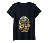 Donna Bucket Finds Club Pietre Minerali Maglietta con Collo a V