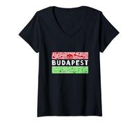 Donna Budapest Ungheria Simboli E Monumenti Viaggio Souvenir Maglietta con Collo a V
