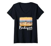 Donna Budapest Ungheria Souvenir Budapest Maglietta con Collo a V