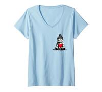 Donna Buddha con cuore palloncino carino yoga Buddha invia amore Maglietta con Collo a V