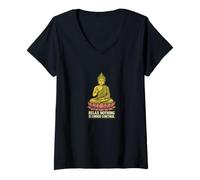 Donna Buddha Lotus Design con Relax Nothing Is in Control Maglietta con Collo a V