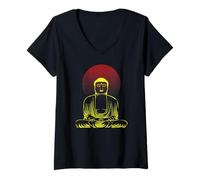 Donna Buddha radioso Maglietta con Collo a V