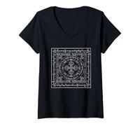 Donna Buddhismo tibetano mandala Yantra Vajra Mantra Vajrayana Maglietta con Collo a V