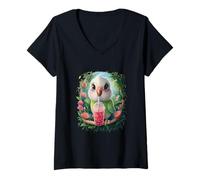 Donna Budgie Uomini Donna Boba Tea Kawaii Bubble Tea Budgie Maglietta con Collo a V