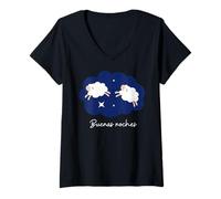 Donna Buenas Noches Buona Notte in Spagnolo Bi Lingual Bambini Ragazze Maglietta con Collo a V