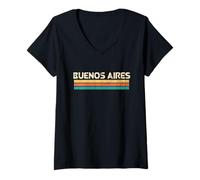 Donna Buenos Aires Argentina Città Nome Classico Vintage Colori Maglietta con Collo a V