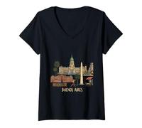 Donna Buenos Aires Argentina Viaggio Souvenir Città Landmark Gift Maglietta con Collo a V