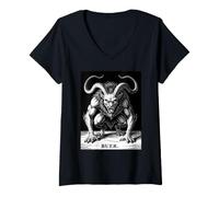 Donna Buer Goetic Illusione Demoniaca Maglietta con Collo a V