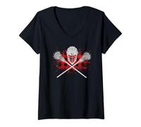 Donna Buffalo Plaid Ragazzi Lacrosse Natale Pigiama Famiglia Corrispondente Maglietta con Collo a V