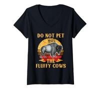 Donna Buffalo Retro Bisonte Animale Maglietta con Collo a V