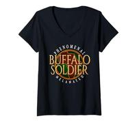 Donna Buffalo Soldato Fenomenale Melanated Legacy Art Maglietta con Collo a V