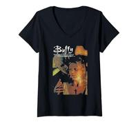 Donna Buffy And The Master Distressed Vintage 90's TV Show Maglietta con Collo a V