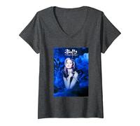 Donna Buffy The Vampire Slayer Vintage Blue Buffy Summers Portrait Maglietta con Collo a V, Grigio Scuro, XL