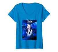 Donna Buffy The Vampire Slayer Vintage Blue Buffy Summers Portrait Maglietta con Collo a V, Zaffiro, L