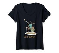 Donna Bug Watcher Carino Bug con telescopio Maglietta con Collo a V