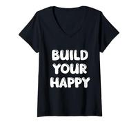 Donna Build Your Happy Maglietta con Collo a V