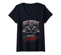 Donna Built Different Mostly Sore Gym Maglietta con Collo a V