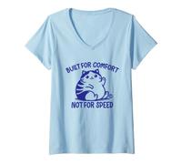 Donna Built for Comfort Not for Speed Funny Cat Maglietta con Collo a V