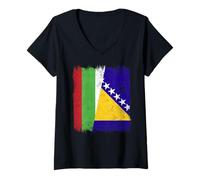 Donna Bulgaria Bosnia ed Erzegovina Mezza Bandiera Maglietta con Collo a V