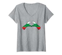 Donna Bulgaria Flag Bulgarian Heart Maglietta con Collo a V