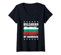 Donna Bulgarian by Marriage Bulgarian Wife Husband Bulgaria Flag Maglietta con Collo a V