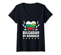 Donna Bulgarian by Marriage Bulgarian Wife Husband Bulgaria Flag Maglietta con Collo a V