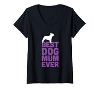 Donna Bulldog francese / Frenchie - Best Dog Mum Ever Funny Maglietta con Collo a V