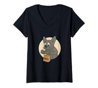 Donna Bulldog francese prelibatezze Rolling Vintage Style Frenchie Maglietta con Collo a V