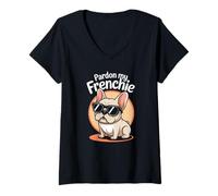 Donna Bulldog francese Pun | Perdonate il mio Frenchie - Fresco Maglietta con Collo a V