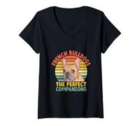 Donna Bulldog francesi The Perfect Companions Dog Breed Rescue Pet Maglietta con Collo a V
