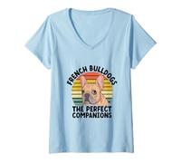 Donna Bulldog francesi The Perfect Companions Dog Breed Rescue Pet Maglietta con Collo a V