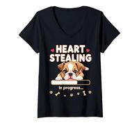 Donna Bulldog inglese a forma di cuore, regalo divertente per cuccioli di bulldog Maglietta con Collo a V