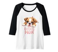 Donna Bulldog inglese mamma cane bulldog mamma cucciolo carino Maglia con Maniche Raglan
